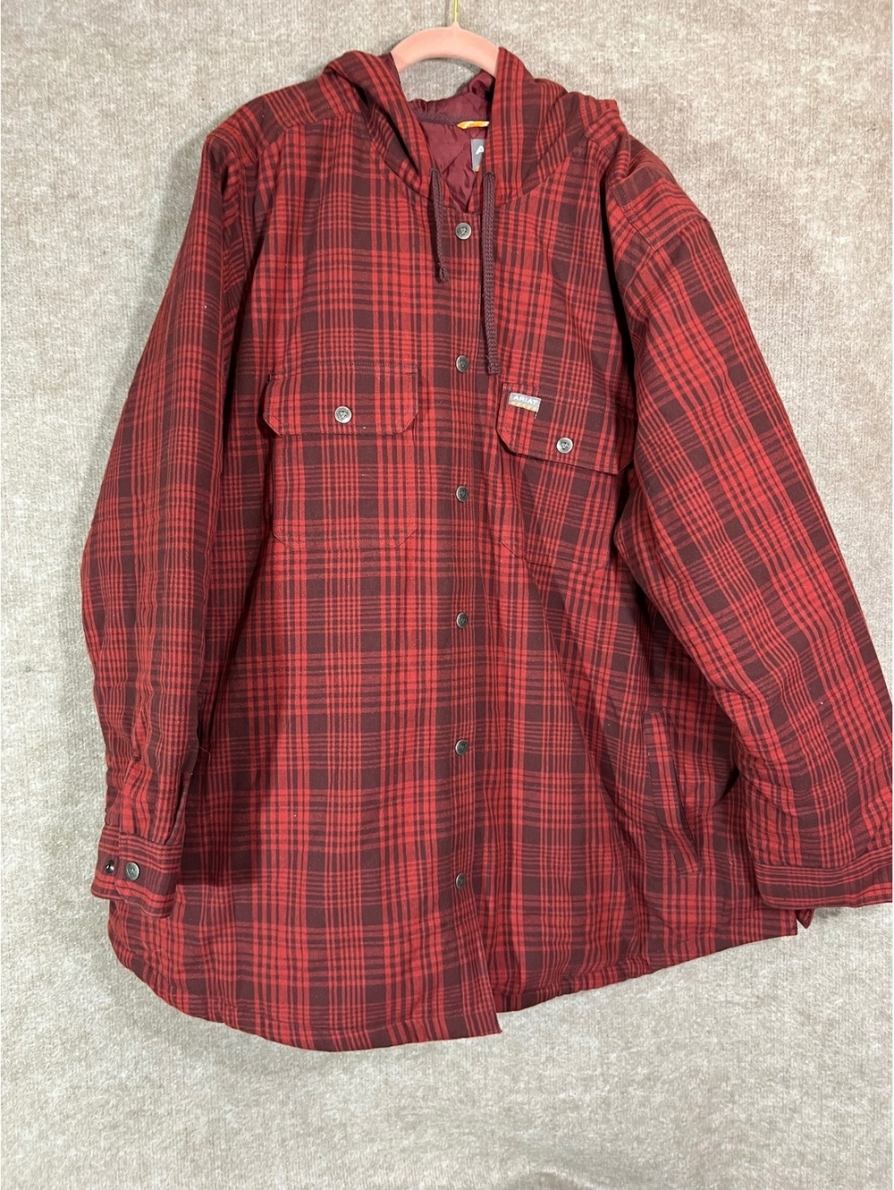 Ariat Women's 3X Red Plaid Quilted Lined Hooded Jacket Western Outdoor